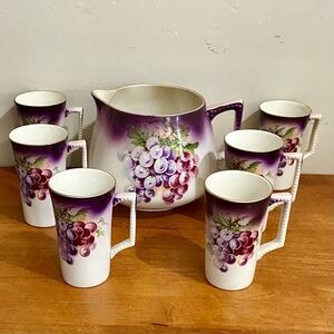 1890-1915 Dresden China or Whiteware 7-pc Juice Set